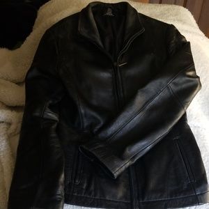 Black leather coat